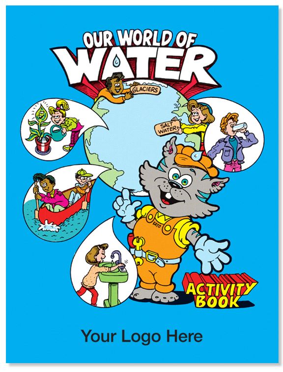A blue cover activity book with cartoon characters on it.
