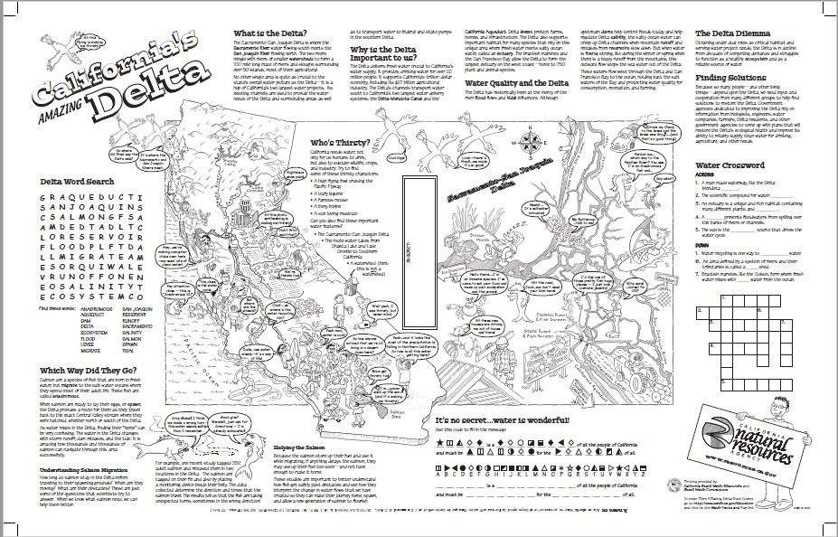 Activity poster with a detailed overview of California's Delta.